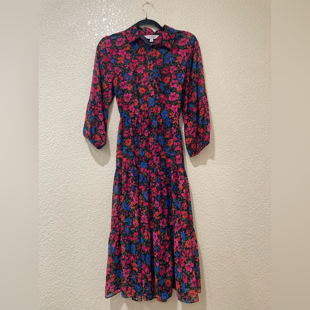 Sheer vibrant sheer Sundress with Notched Collar